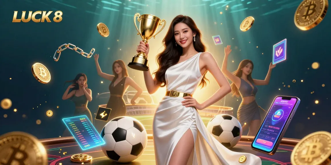 Join the action at LUCK 8, where a confident player celebrates a big win in a vibrant casino atmosphere.