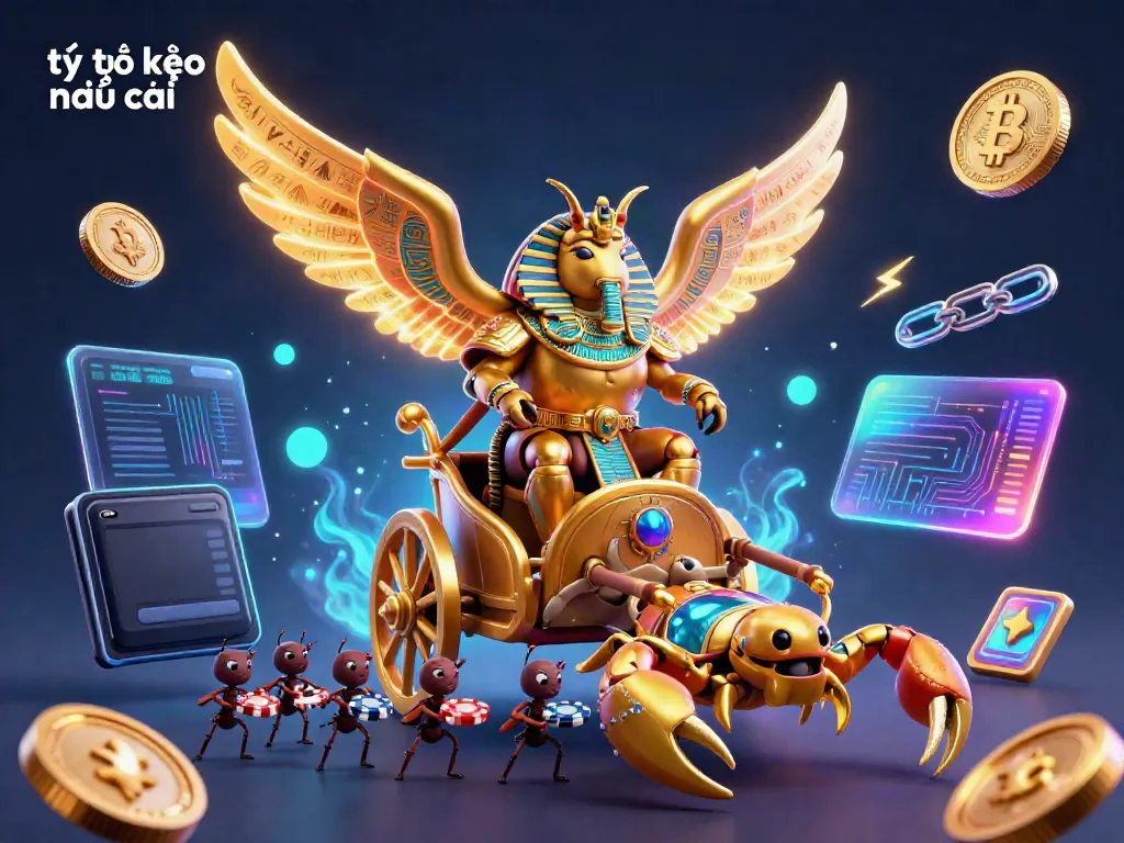 Experience exceptional tỷ lệ kèo nhà cái with a dynamic scene featuring a golden scarab beetle and scorpions.