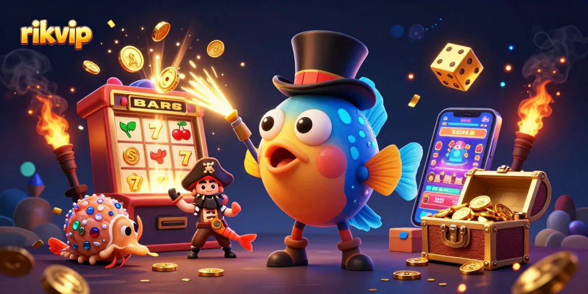 Experience thrilling wins at rikvip with a vibrant underwater casino scene featuring exciting characters and slot game elements.