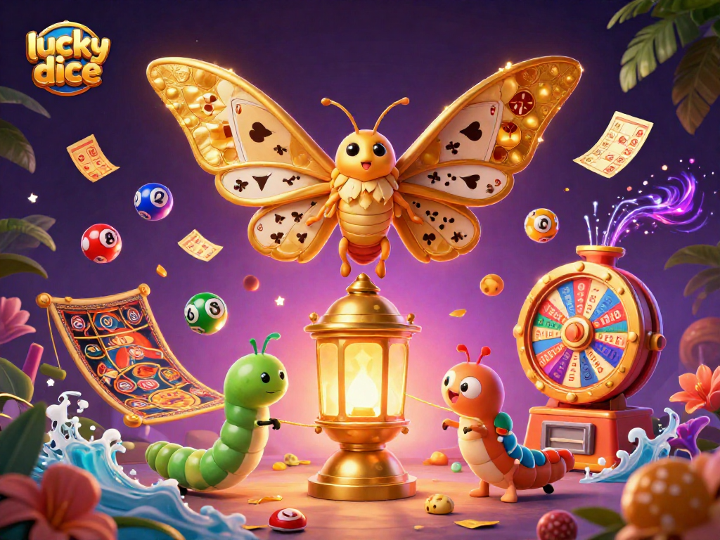 Experience the excitement of lucky dice as colorful balls bounce around vibrant casino scenes.