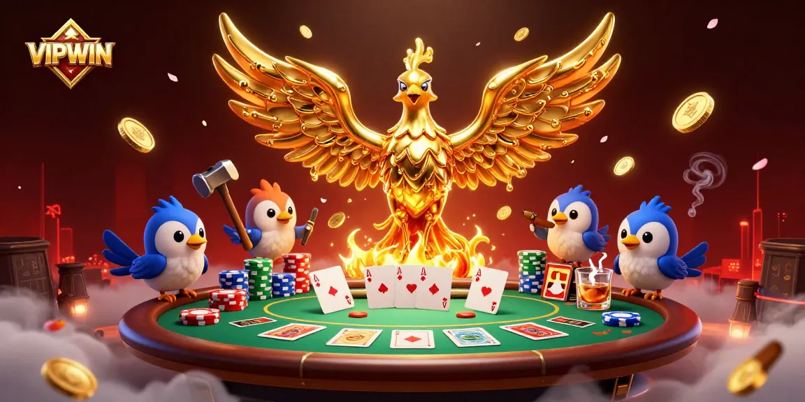 Experience VIPWIN with a golden phoenix symbolizing winning strategies in casino gaming action.