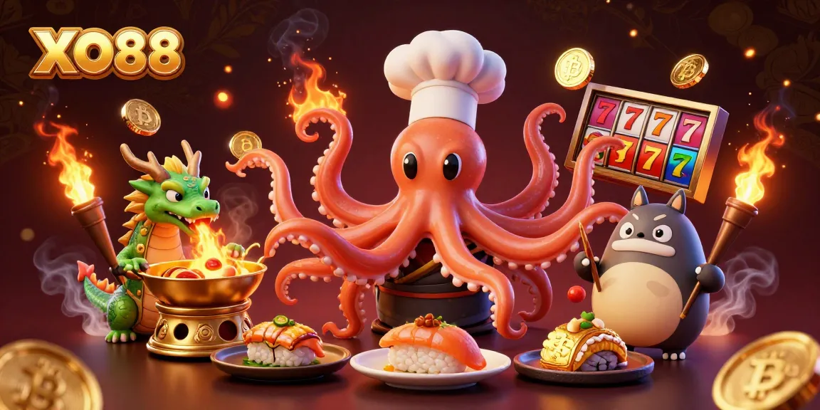 Experience the excitement of XO88 with vibrant casino elements and characters in an engaging 3D scene.