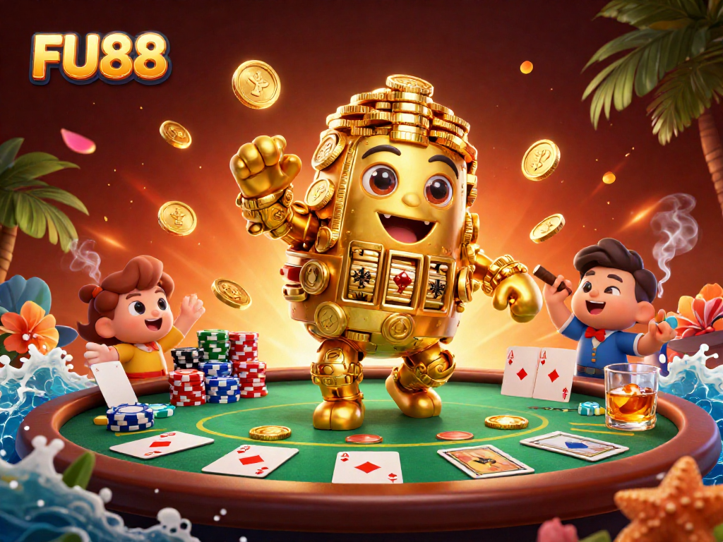 Experience thrilling gameplay at FU88 with golden golem, poker thrills, dynamic casino elements.