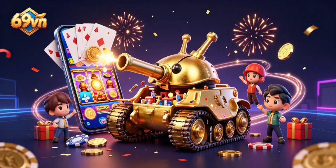 Experience thrilling games with the vibrant 69vn casino illustration, featuring slots and poker action.