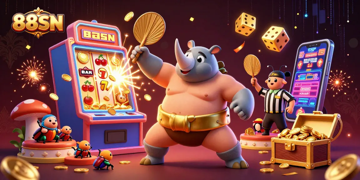 Experience the thrilling action of 88SN with a vibrant casino scene featuring a beetle champion.
