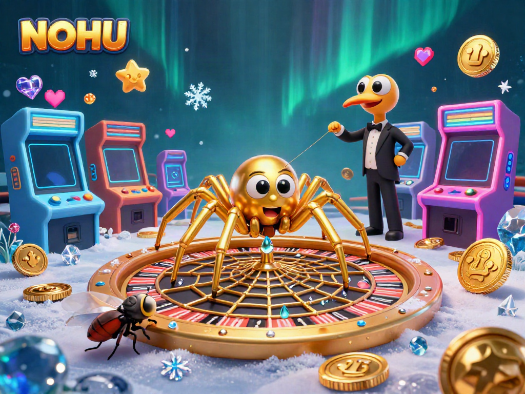 Engage in thrilling gameplay at NOHU featuring a spider roulette scene with vivid gaming elements.
