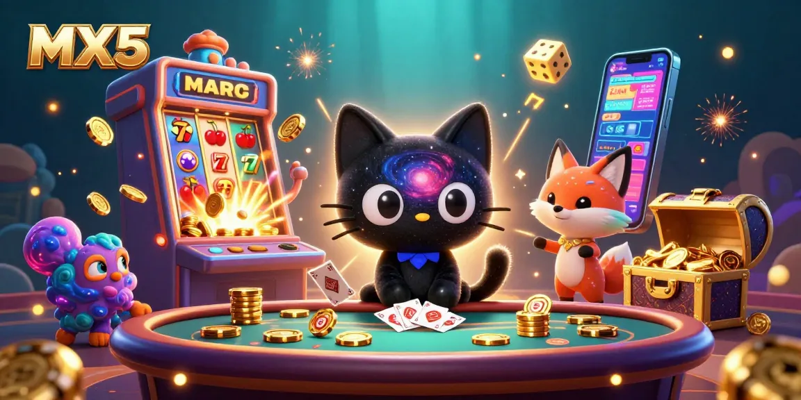 Experience thrilling gameplay with MX5's vibrant casino scene featuring cosmic characters.