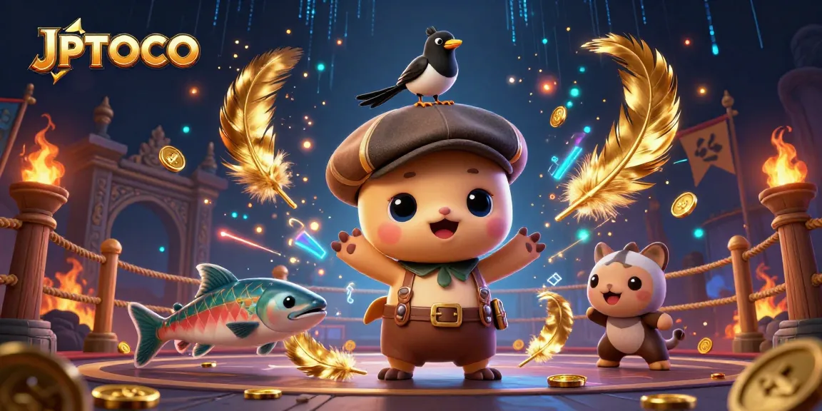 Engage with JPTOTO as you spin through exciting casino games, featuring vibrant characters and dynamic elements.