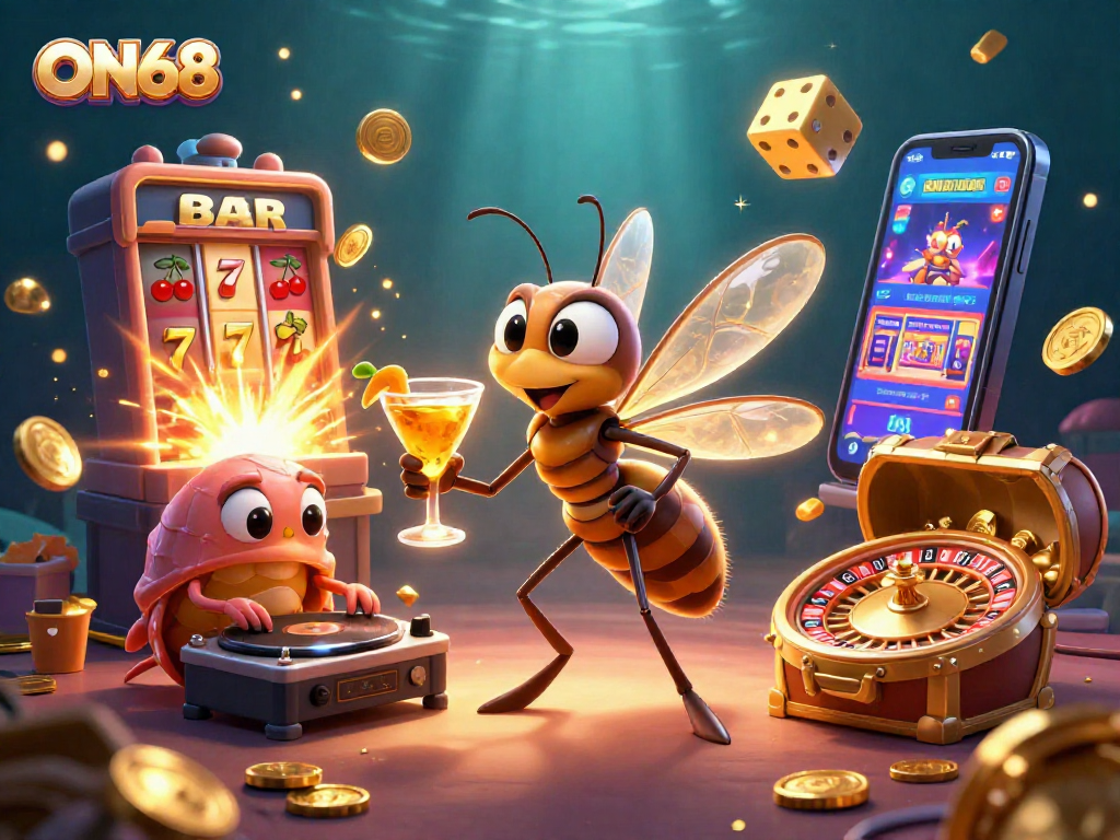 Feeling lucky with ON68: a vibrant casino scene showcasing animated characters and gaming elements.