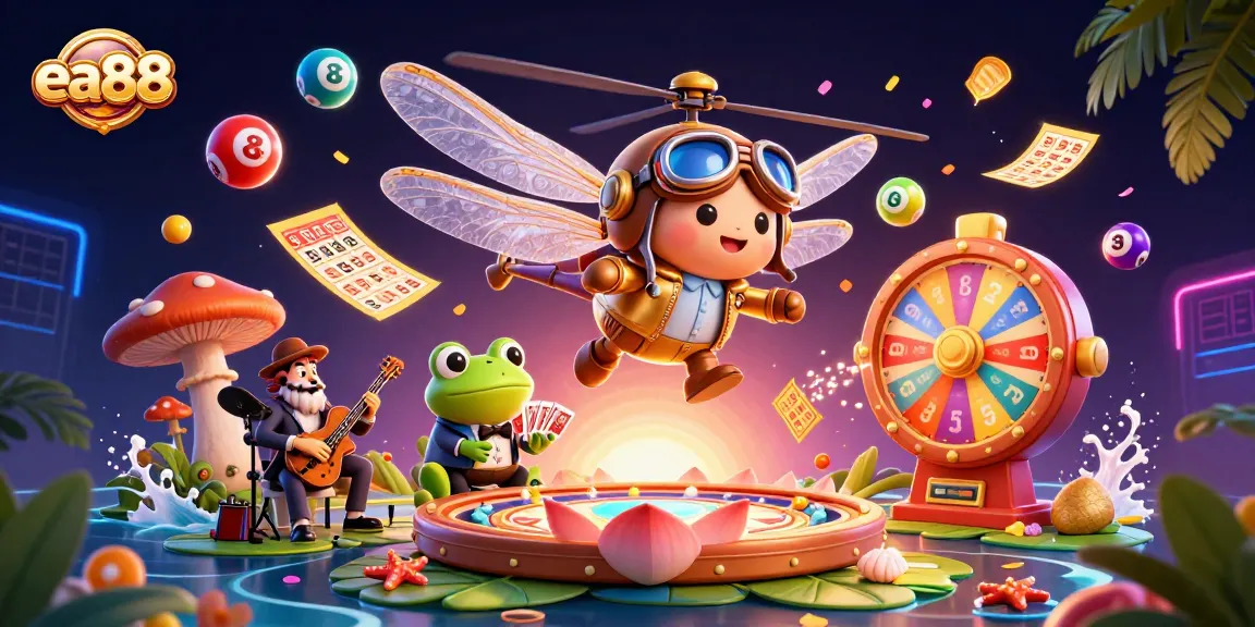 Experience the thrill of ea88 with a vibrant 3D casino scene featuring unique characters and dynamic game elements.