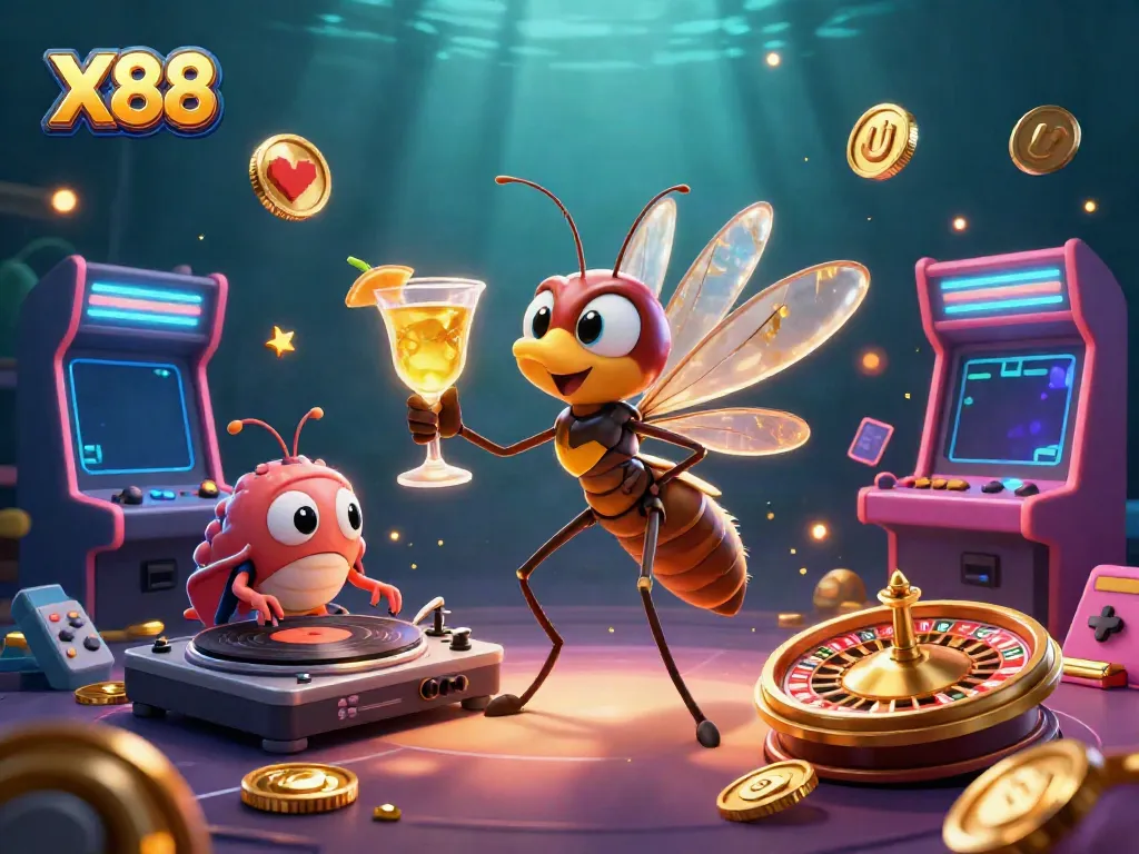 Experience thrilling gameplay with X88's vibrant casino design featuring unique characters.