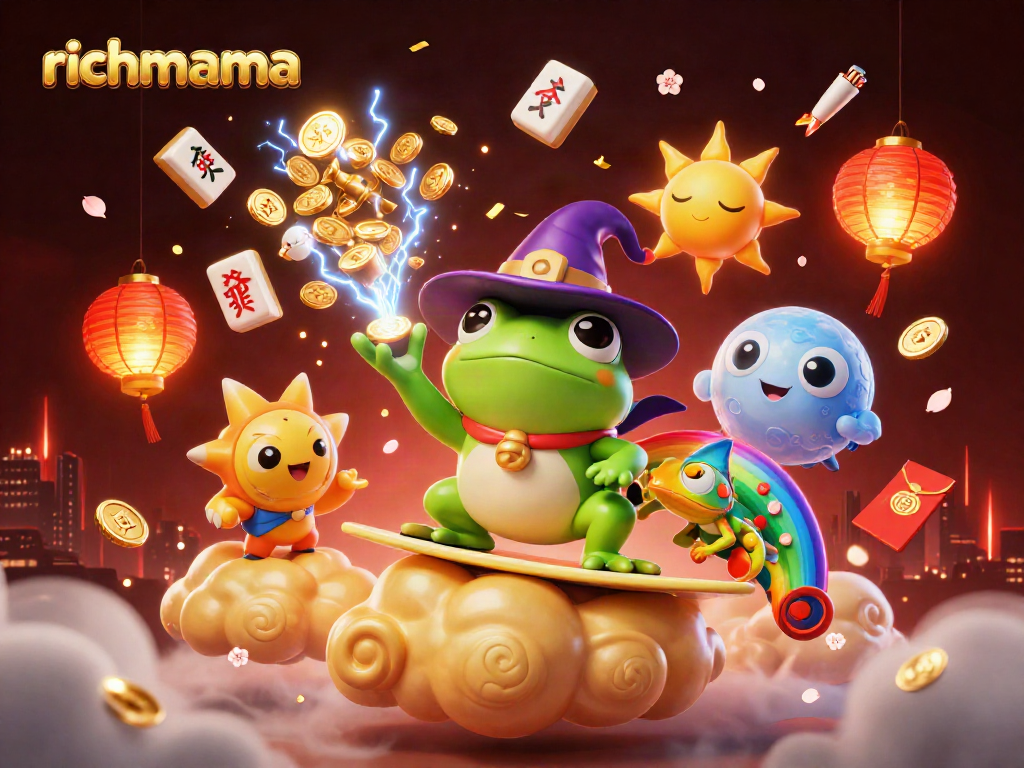 Spin to win with richmama's vibrant online casino, featuring enchanting characters and golden rewards.