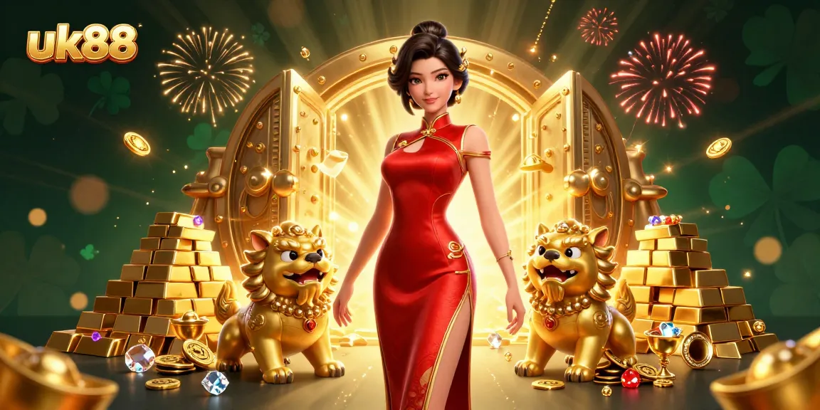 Engage with uk88 for thrilling online gaming amidst golden treasures and festive ambiance.