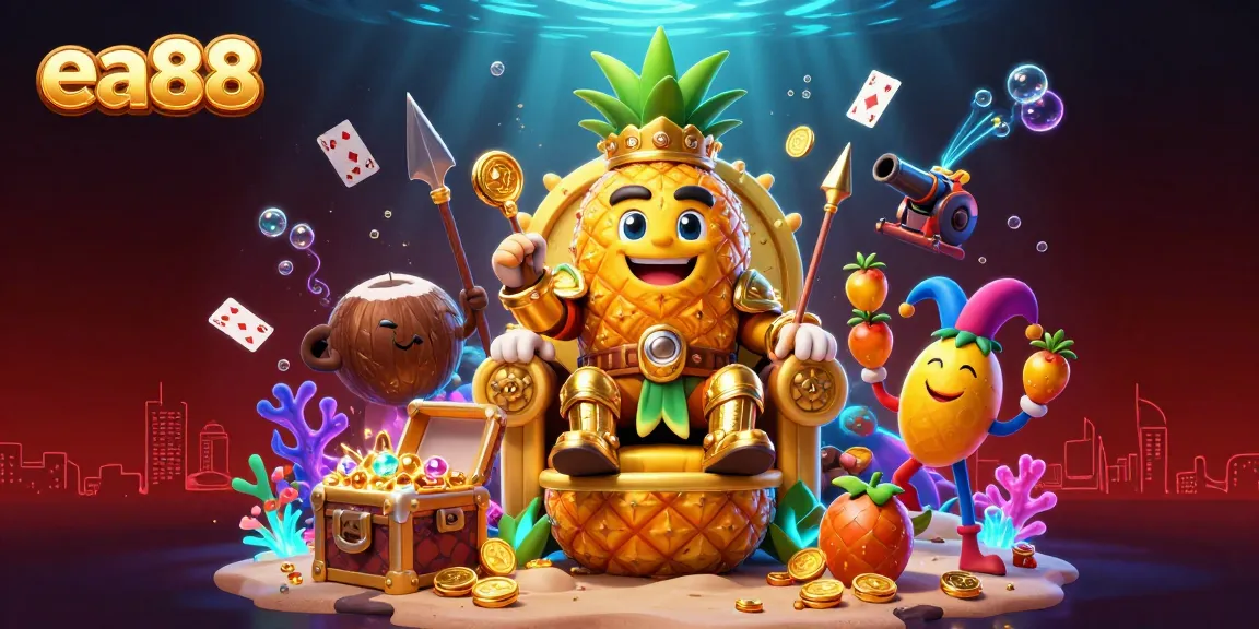 Engage with the exciting world of ea88 as a golden pineapple king rules the beach casino scene.