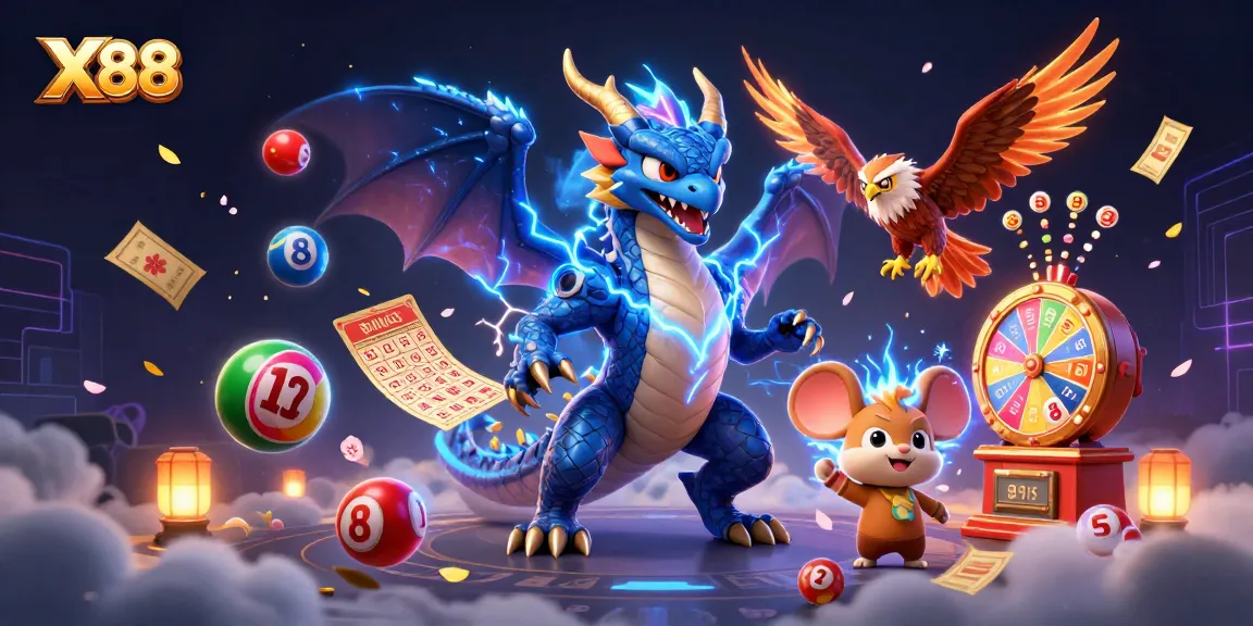 X88 unleashes vibrant rewards with electric energy in this dynamic casino-themed illustration.