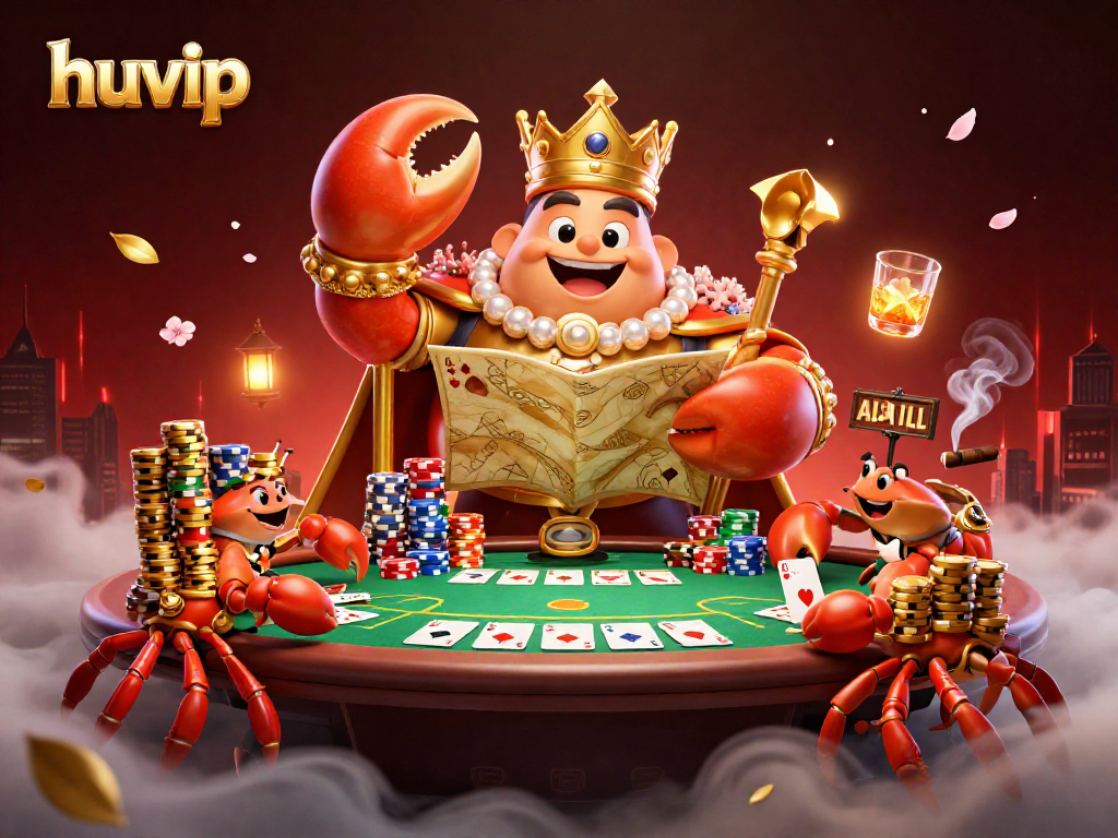 Experience Huvip like never before with thrilling poker action featuring a golden crab emperor.