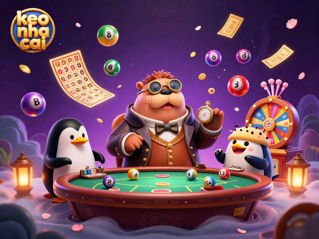 Play and win with keo nha cai at an underwater poker table with a walrus and penguin dealer.