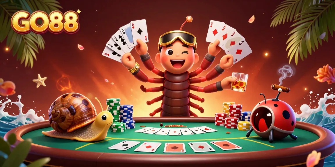 Experience the excitement at GO88 with vibrant poker dealers and thrilling game elements in a lively casino scene.