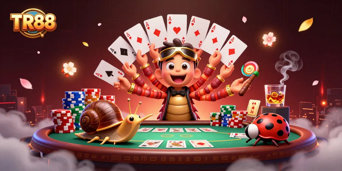 Experience thrilling poker action with TR88's colorful characters at a lively casino.