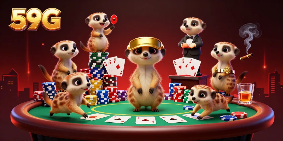 Play poker with 59G in a vibrant, immersive virtual casino created by adorable meerkats.