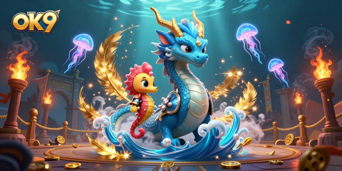 Spin and win at ok9 with the thrilling underwater casino adventure featuring dragons and seahorse knights.