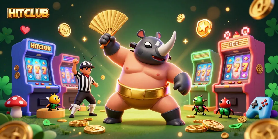HITCLUB showcases an exciting scene where a beetle champion celebrates with golden coins, symbolizing triumph in gaming.