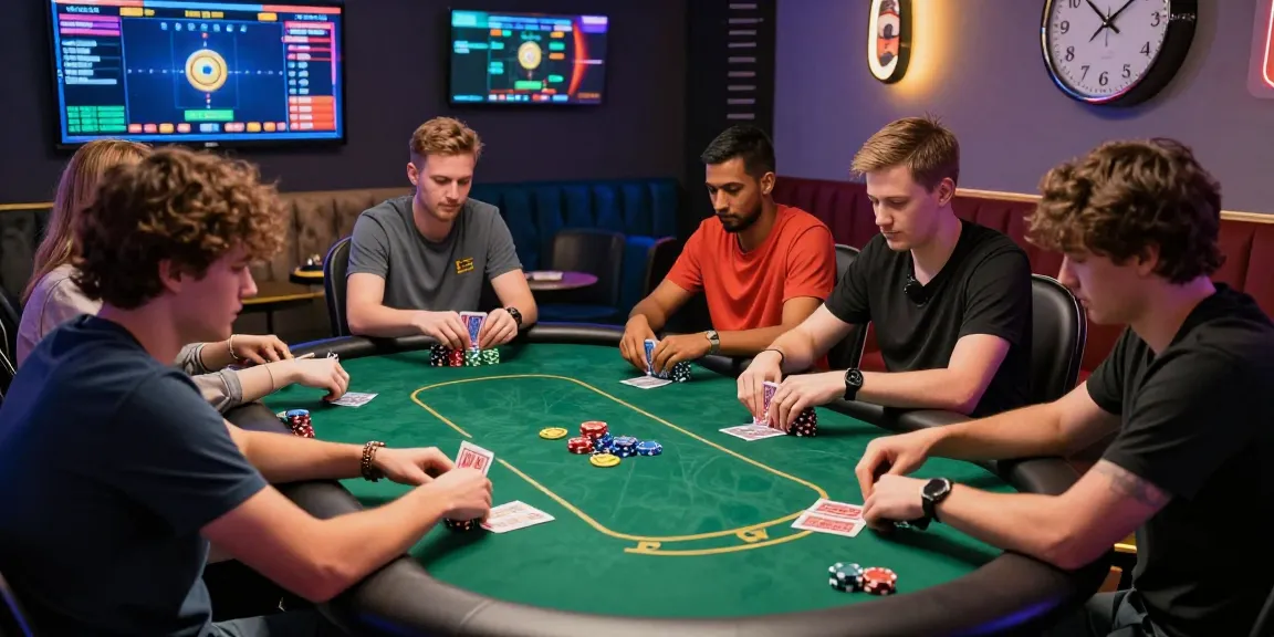 Situs Poker Online Resmi Domino88 multiplayer poker game scene with players engaged at a virtual table and vibrant setting.