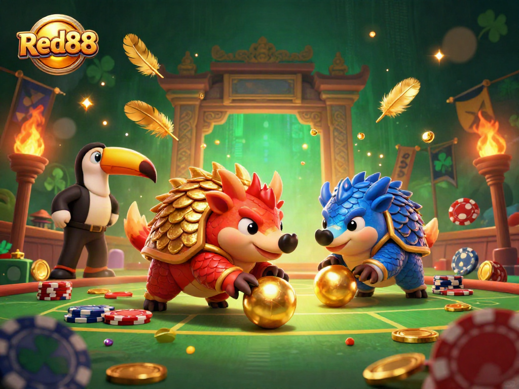 Experience thrilling gameplay at Red88 with vibrant pangolins and dynamic casino elements.