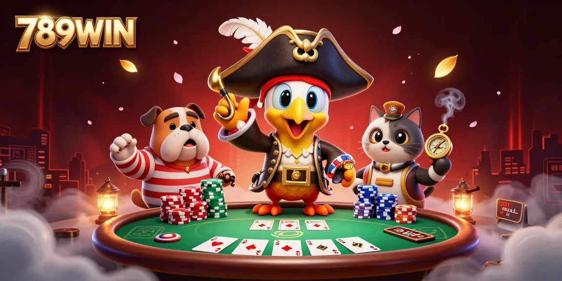 Experience thrilling gaming at 789WIN, where poker tables and vibrant characters collide in a lively casino atmosphere.