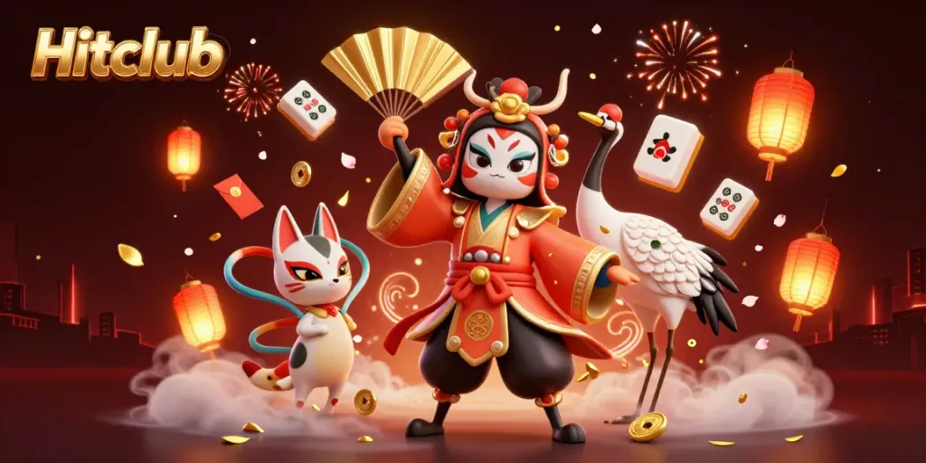 Experience the vibrant action at Hitclub with kabuki warriors and mystical elements in a thrilling casino scene.