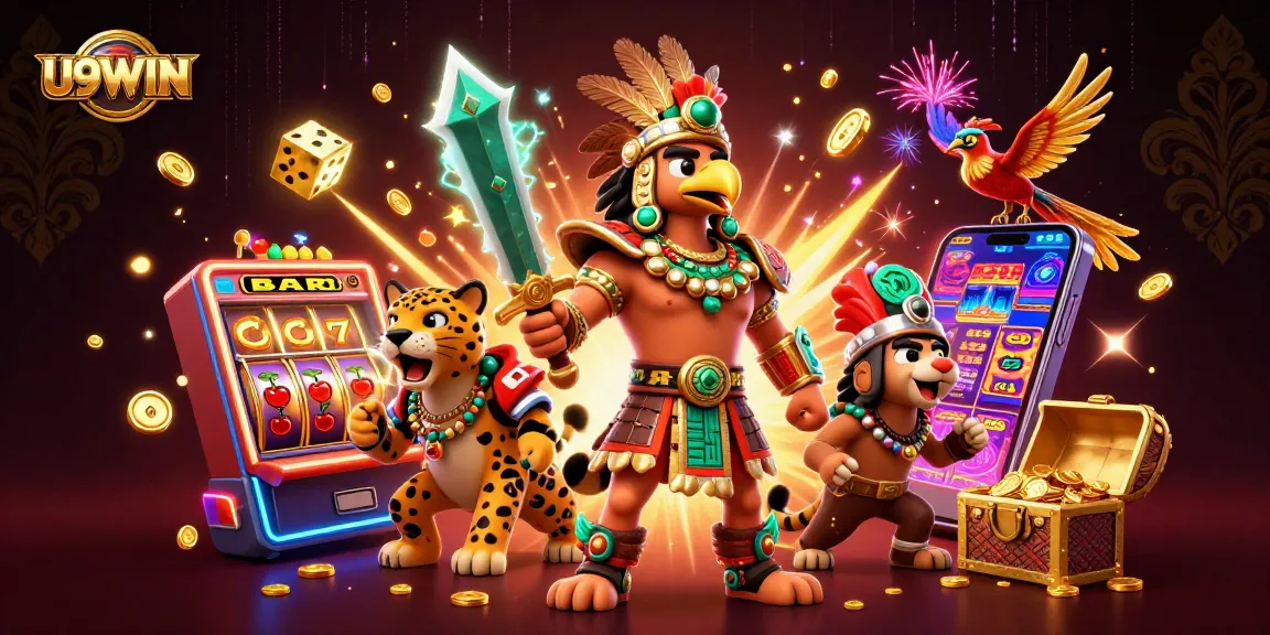 Experience thrilling wins at U9WIN casino with Aztec warriors amid slot machine jackpots.