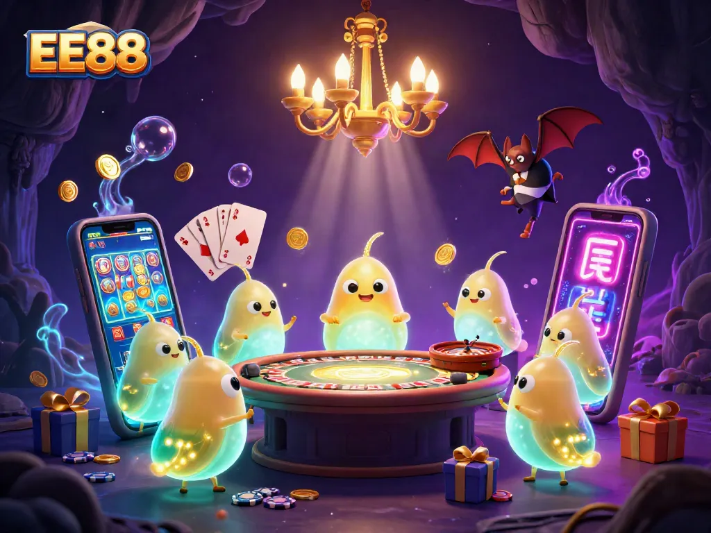 Experience exciting gameplay at EE88 with vibrant glowworms illuminating the casino.