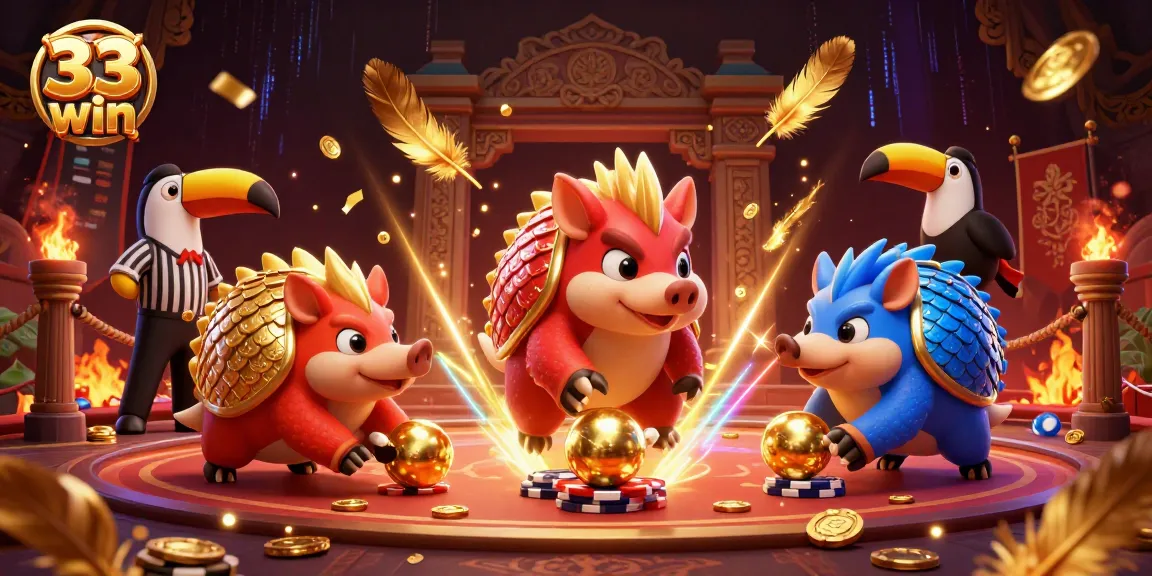 Compete with colorful pangolins in armor at 33 win, experiencing vibrant casino action.