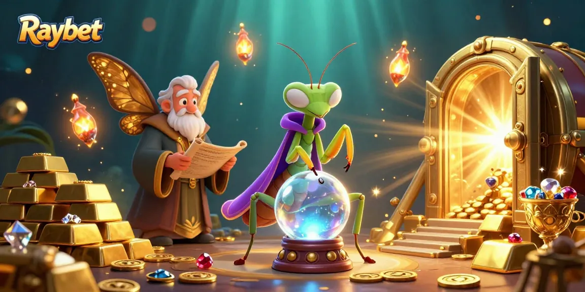 Experience Raybet's thrilling online casino with mystical characters and treasures in an engaging 3D illustration.