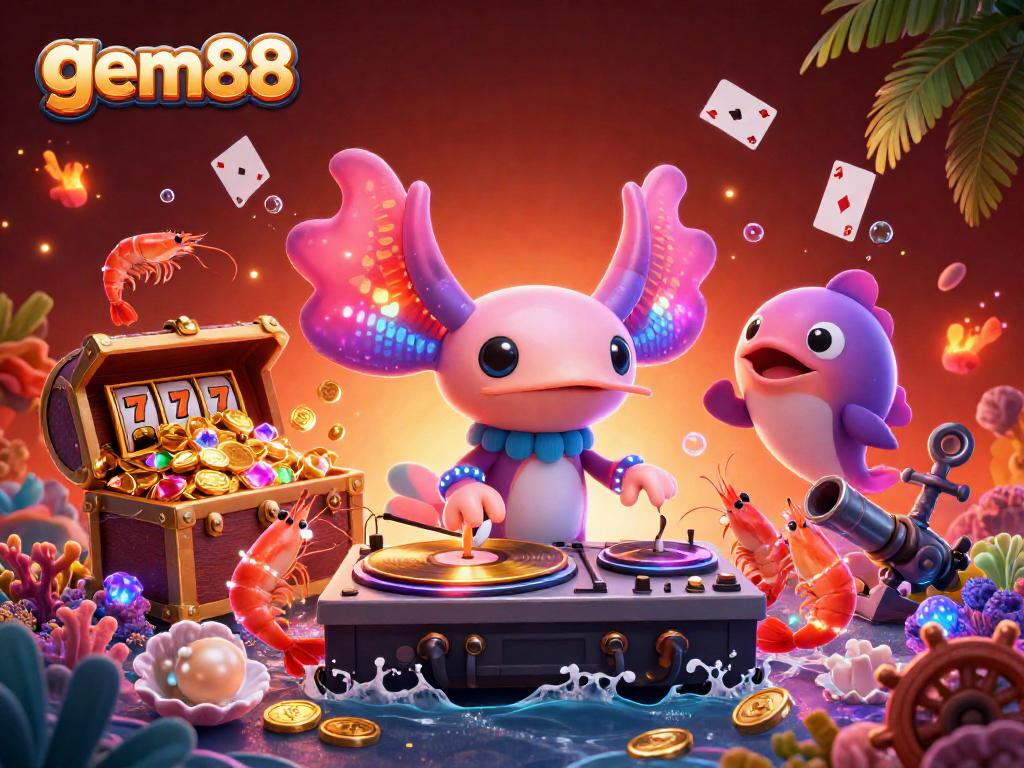 Enjoy thrilling slot action at gem88 with our vibrant underwater casino scene!