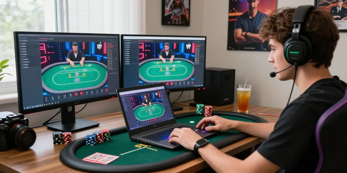 Situs Poker Uang Asli Dewapoker gaming scene with a player focused on a laptop