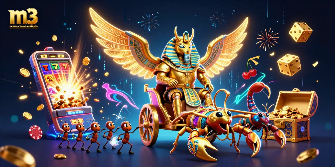 Experience the excitement at m3 online casino malaysia with a vibrant 3D scene of gaming adventures.