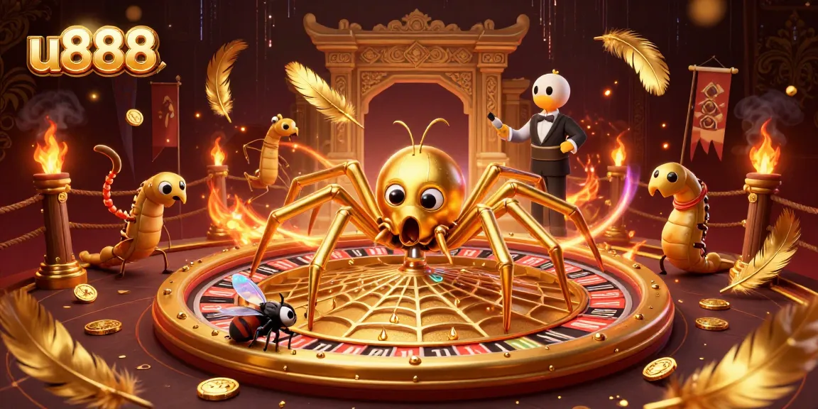 Experience thrilling gaming action at u888 with a vibrant 3D casino illustration featuring unique characters.