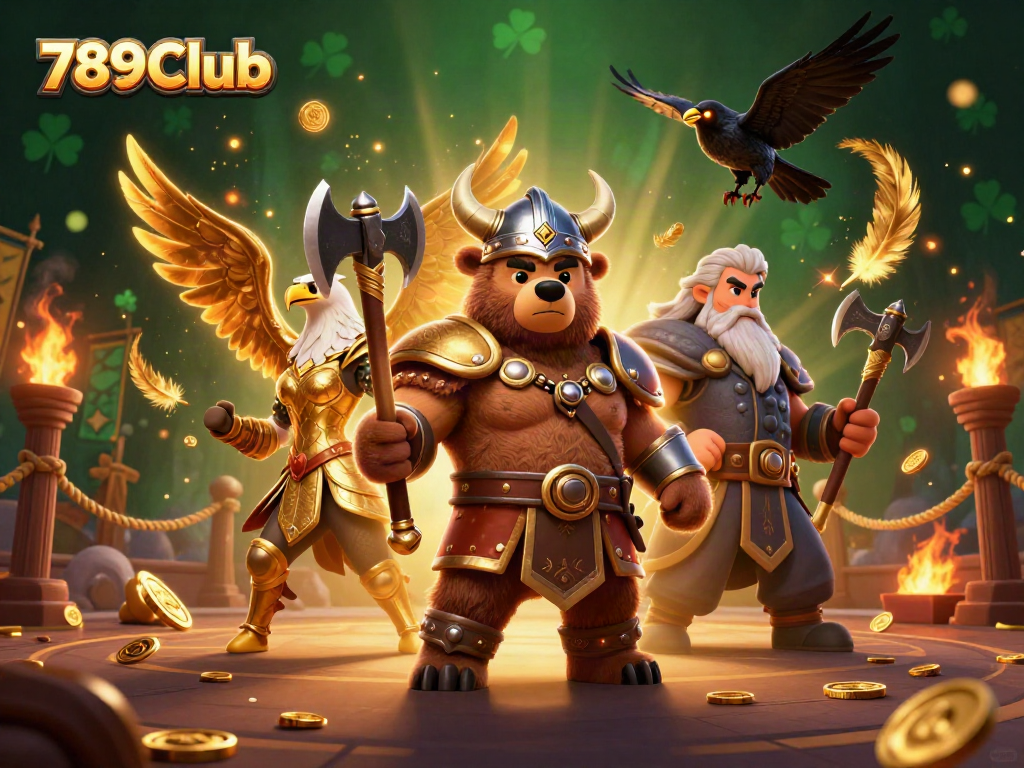 Experience the vibrant energy of 789Club's online casino world with this dynamic illustration showcasing exciting characters and gaming elements.