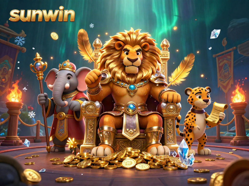 Experience sunwin's vibrant online casino scene with a royal lion, wise elephant, and swift cheetah.