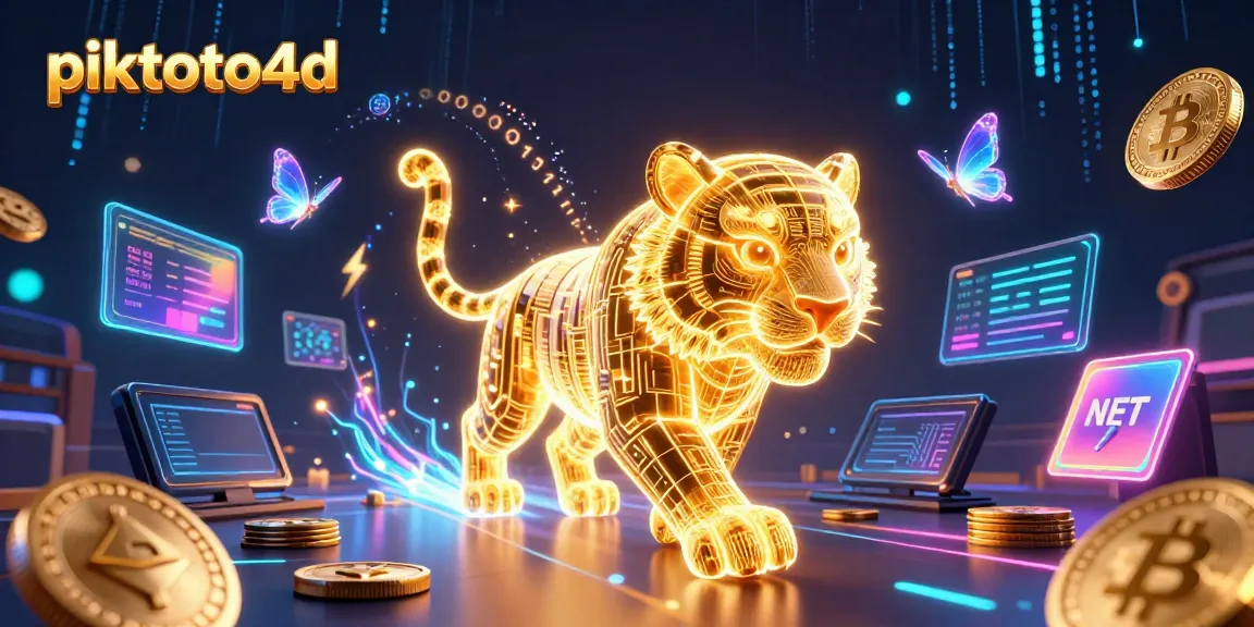 Experience exhilarating gameplay with piktoto4d's neon-lit casino adventure featuring golden tiger and crypto coins.