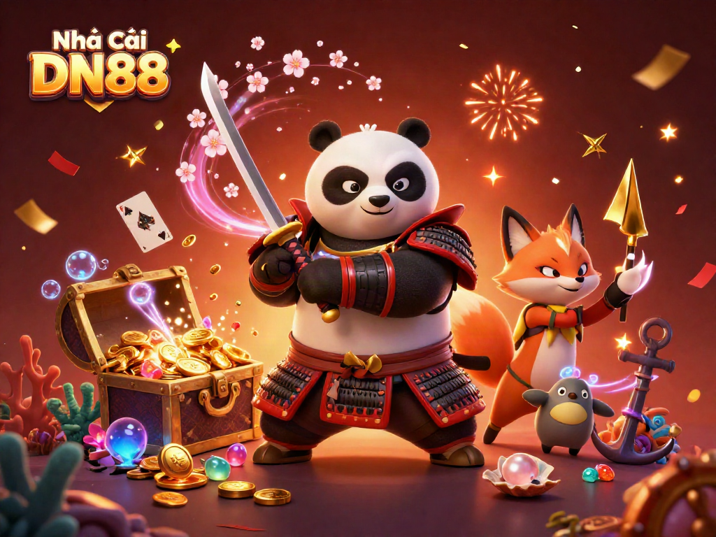 Experience the excitement of Nhà cái DN88 with samurai pandas and magical elements in captivating casino action.