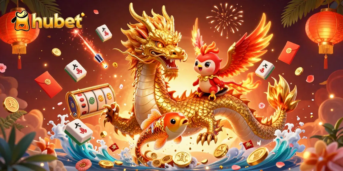 hubet showcases an exhilarating gaming experience featuring a golden dragon, lucky fish, and interactive slot elements.