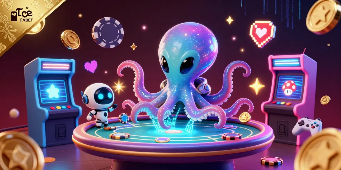 Experience the exciting FABET alien poker game with dynamic 3D visuals and vibrant colors.