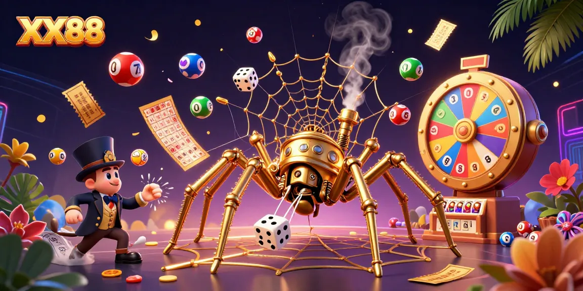 Engage in thrilling gambling with XX88's vibrant 3D casino illustration showcasing games and excitement.