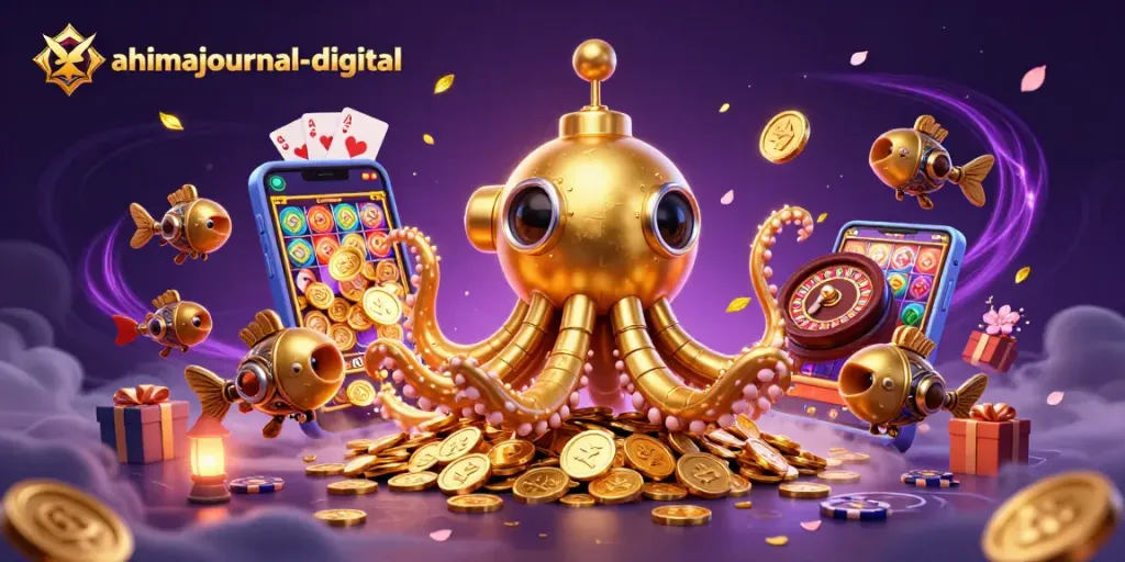 Experience thrilling gameplay with ahimajournal-digital's vibrant casino-themed underwater scene.