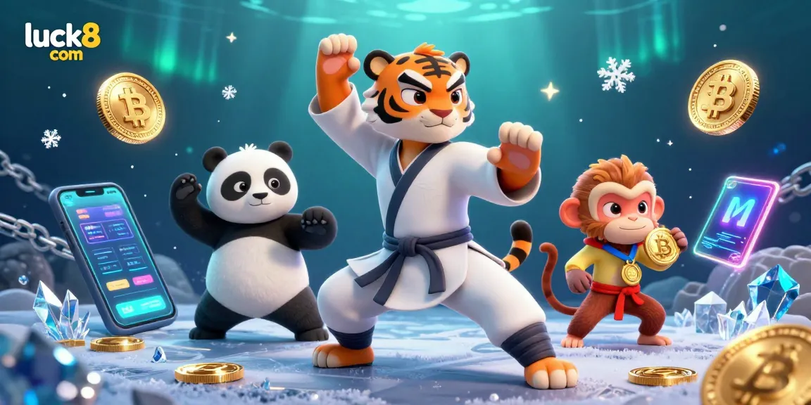 Bet on luck8 com with playful characters engaging in a vibrant casino adventure, showcasing thrilling gaming elements.