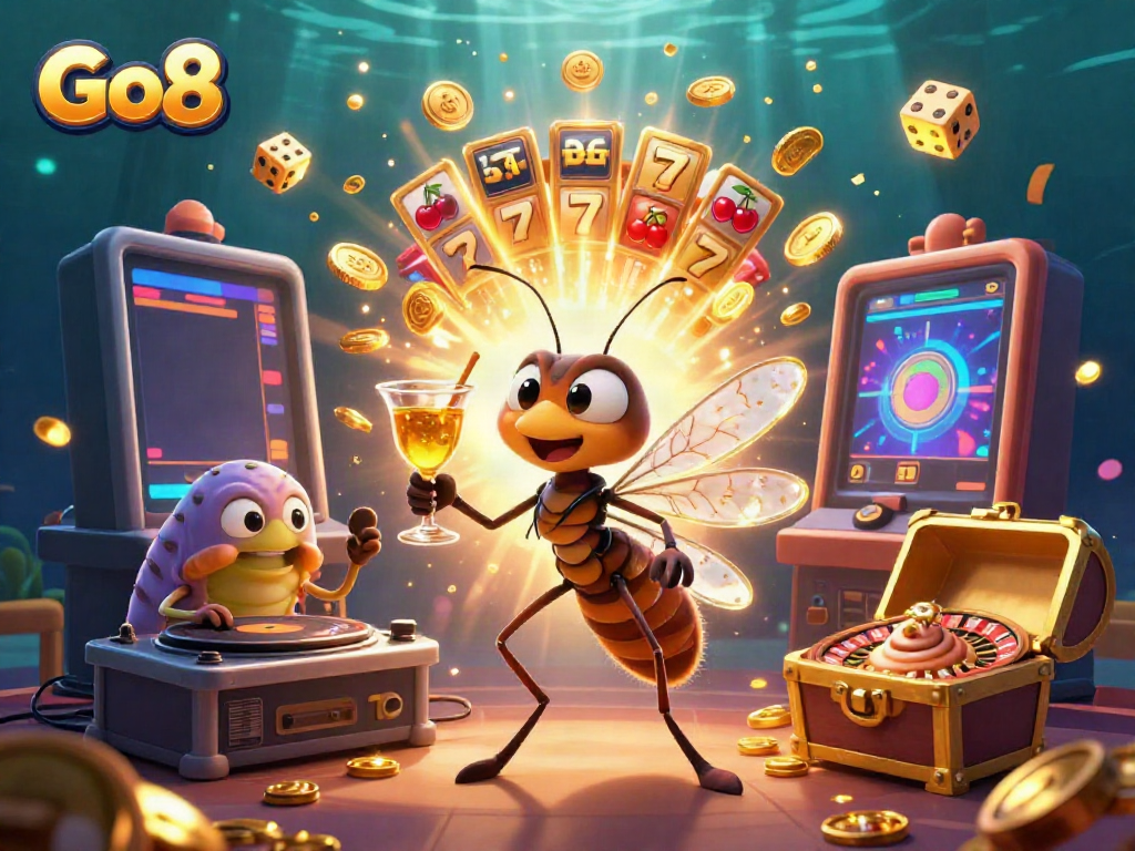 Join the Go8 experience with an immersive casino scene featuring energetic characters and dynamic gaming elements.