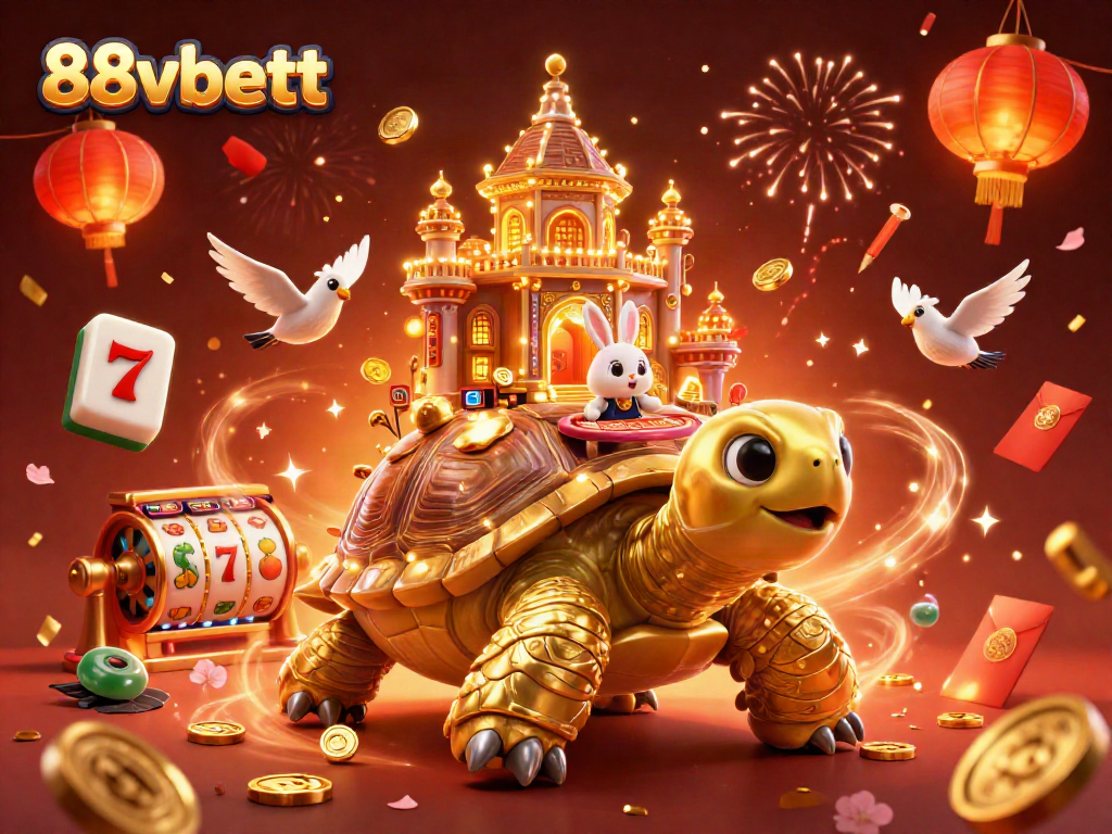 Experience thrilling gaming with 88vbett's exciting casino scene featuring lively characters and dynamic elements.