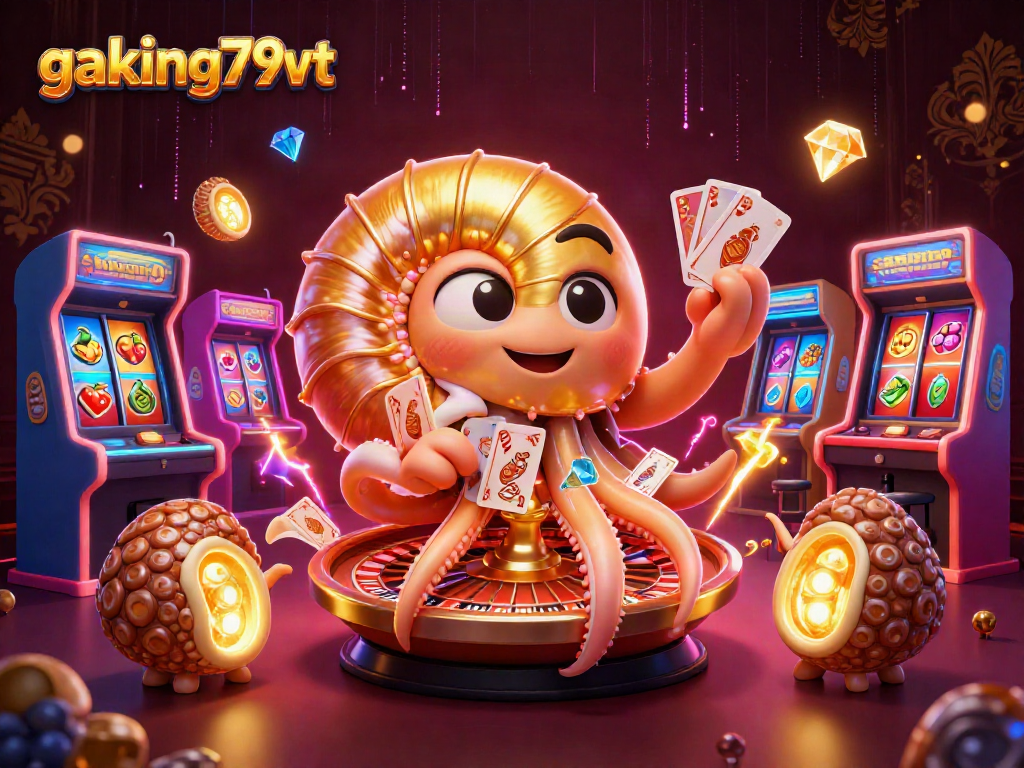Spin the reels at gaking79vt with the ancient giant nautilus, surrounded by dynamic gaming elements.